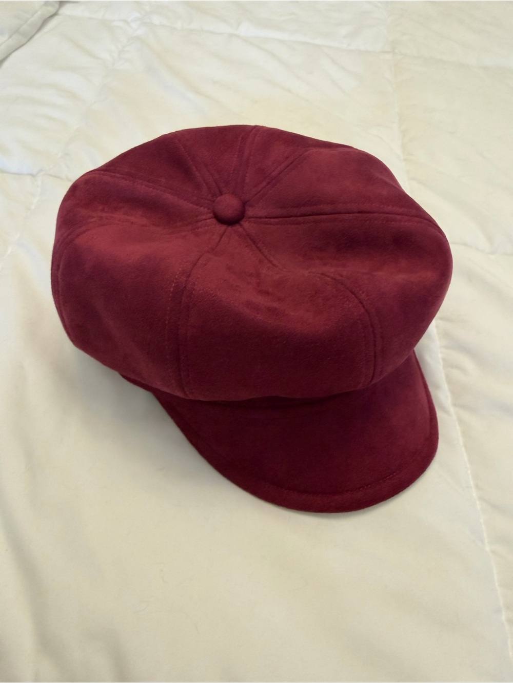 Burgundy Suede Pageboy Cap